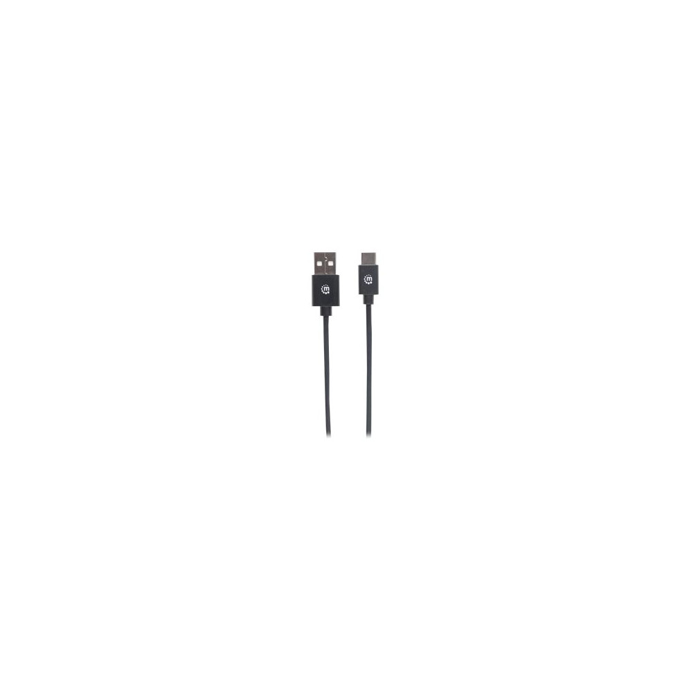 Produktbild för Manhattan USB-C to USB-A Cable, 50cm, Male to Male, Black, 480 Mbps (USB 2.0), Hi-Speed USB, Lifetime Warranty, Polybag - USB typ C-kabel - USB-C till USB - 50 cm