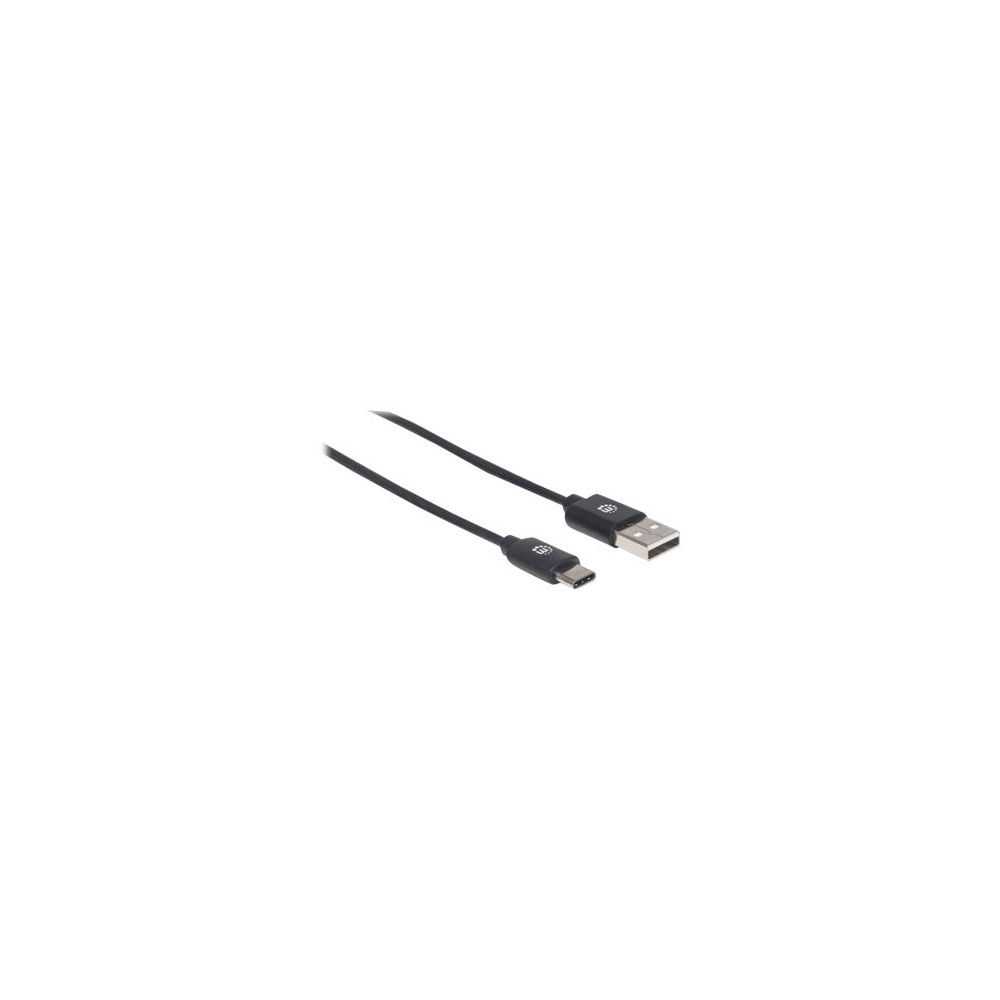 Produktbild för Manhattan USB-C to USB-A Cable, 50cm, Male to Male, Black, 480 Mbps (USB 2.0), Hi-Speed USB, Lifetime Warranty, Polybag - USB typ C-kabel - USB-C till USB - 50 cm