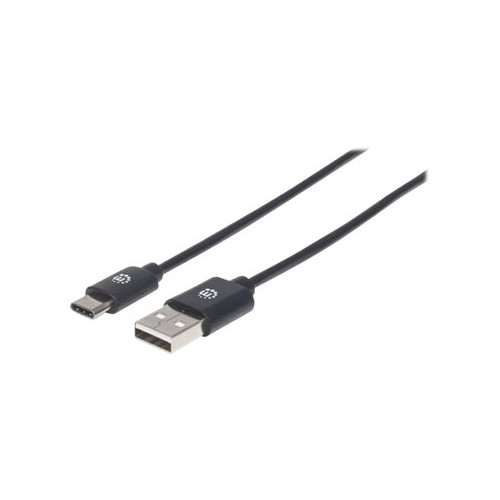 Manhattan Manhattan USB-C to USB-A Cable, 2m, Male to Male, Black, 480 Mbps (USB 2.0), Hi-Speed USB, Lifetime Warranty, Polybag - USB typ C-kabel - USB-C till USB - 2 m