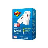 Produktbild för FRITZ!Powerline 1260E - WLAN Set - PowerLine adaptersats - Wi-Fi 5 - vägginsticksbar