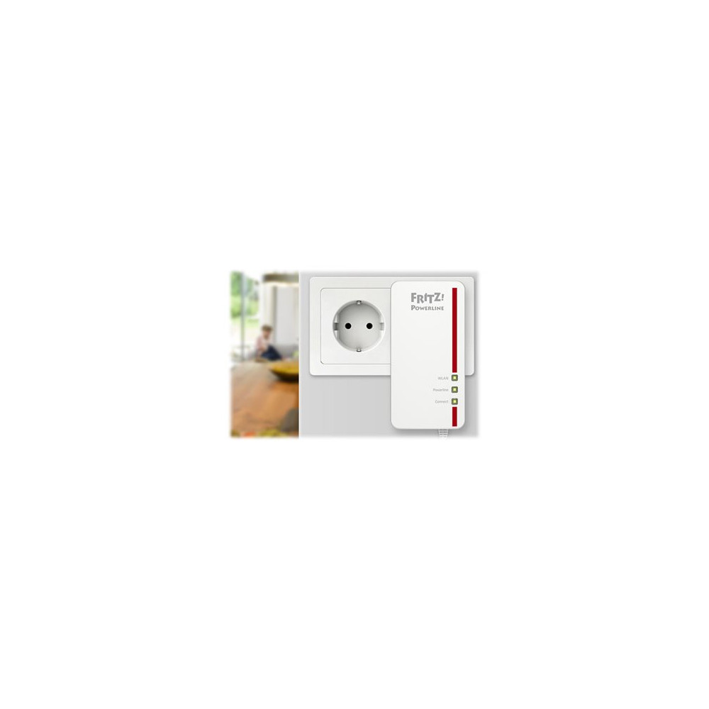 Produktbild för FRITZ!Powerline 1260E - WLAN Set - PowerLine adaptersats - Wi-Fi 5 - vägginsticksbar