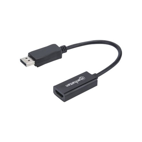 Manhattan Manhattan DisplayPort 1.1 to HDMI Adapter Cable, 1080p@60Hz, Male to Female, Black, DP With Latch, Not Bi-Directional, Three Year Warranty, Polybag - videokort - DisplayPort / HDMI - 20 cm