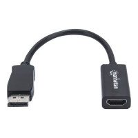 Produktbild för Manhattan DisplayPort 1.1 to HDMI Adapter Cable, 1080p@60Hz, Male to Female, Black, DP With Latch, Not Bi-Directional, Three Year Warranty, Polybag - videokort - DisplayPort / HDMI - 20 cm