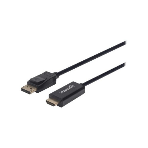 Manhattan Manhattan DisplayPort 1.1 to HDMI Cable, 1080p@60Hz, 1m, Male to Male, DP With Latch, Black, Not Bi-Directional, Three Year Warranty, Polybag - adapterkabel - DisplayPort / HDMI - 1 m