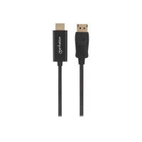 Produktbild för Manhattan DisplayPort 1.1 to HDMI Cable, 1080p@60Hz, 1m, Male to Male, DP With Latch, Black, Not Bi-Directional, Three Year Warranty, Polybag - adapterkabel - DisplayPort / HDMI - 1 m
