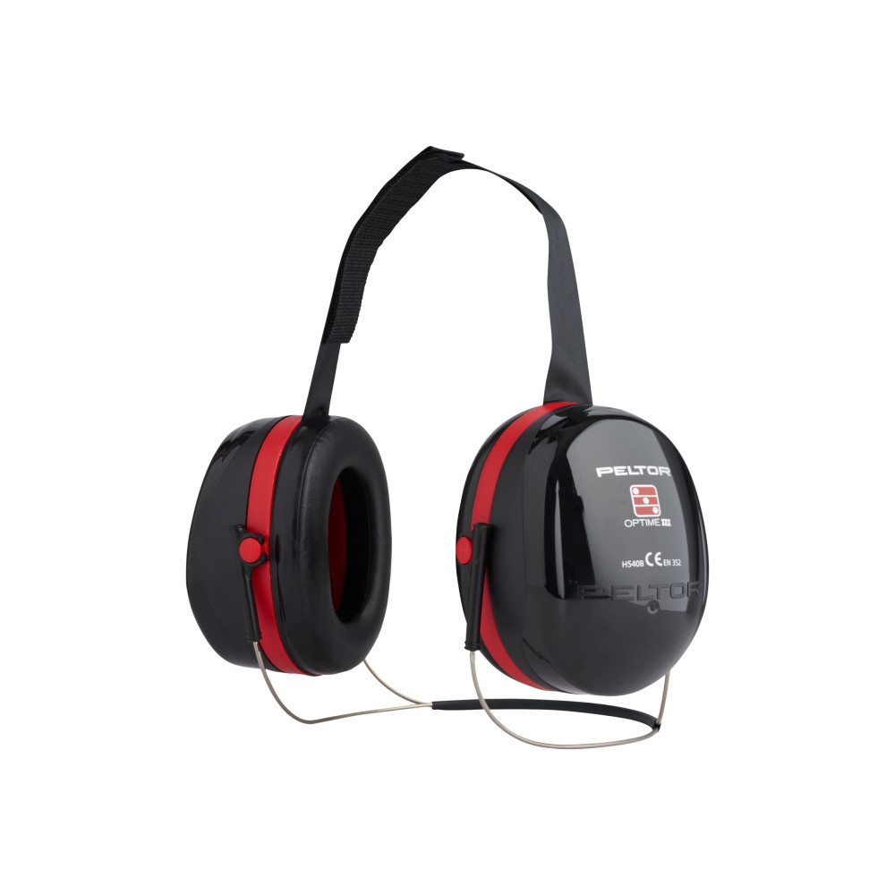 Produktbild för 3M Peltor Optime III H540B-412-SV - öronmuffar - polyuretanskum, ABS-plast, polyvinylklorid, rostfritt stål - svart, röd