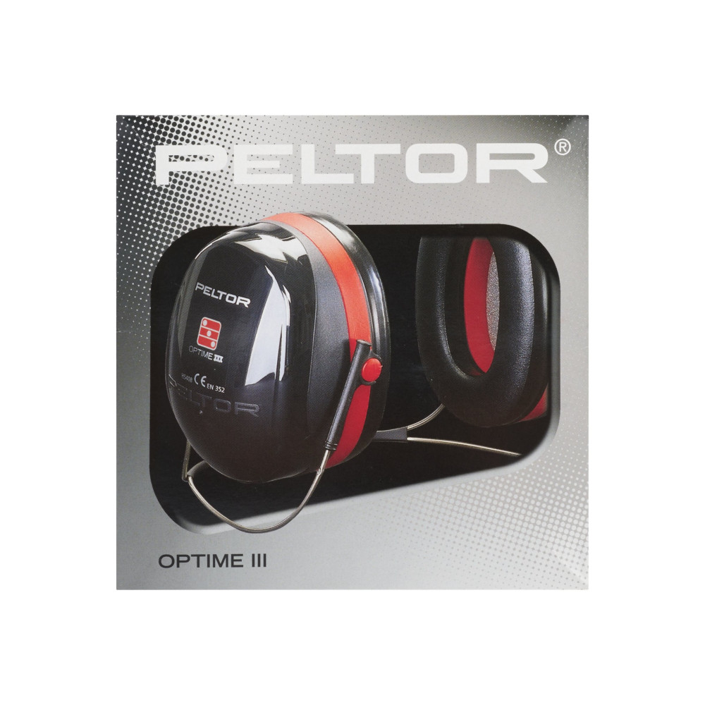 Produktbild för 3M Peltor Optime III H540B-412-SV - öronmuffar - polyuretanskum, ABS-plast, polyvinylklorid, rostfritt stål - svart, röd