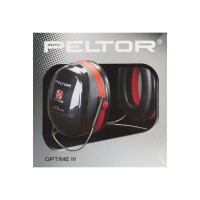 Produktbild för 3M Peltor Optime III H540B-412-SV - öronmuffar - polyuretanskum, ABS-plast, polyvinylklorid, rostfritt stål - svart, röd