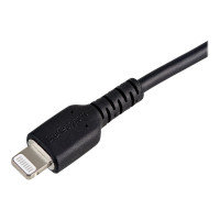 Produktbild för Startech 30cm tålig, svart USB-A till Blixtkabel - Hård, tålig aramifiber USB typ A till Blixtladdare/synkron strömsladd - Apple MFi-certifierad iPad/iPhone 12 - Lightning-kabel - Lightning / USB - 30 cm