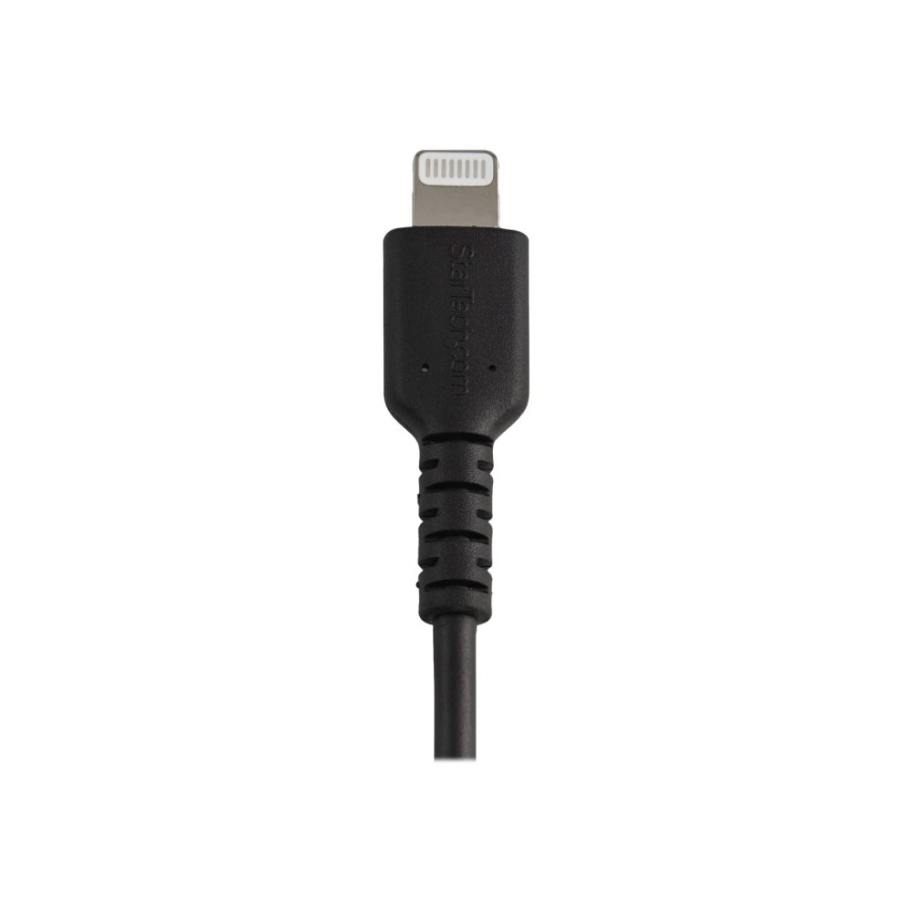 Produktbild för Startech 30cm tålig, svart USB-A till Blixtkabel - Hård, tålig aramifiber USB typ A till Blixtladdare/synkron strömsladd - Apple MFi-certifierad iPad/iPhone 12 - Lightning-kabel - Lightning / USB - 30 cm