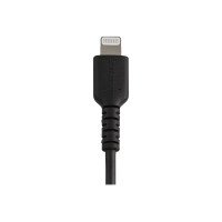 Produktbild för Startech 30cm tålig, svart USB-A till Blixtkabel - Hård, tålig aramifiber USB typ A till Blixtladdare/synkron strömsladd - Apple MFi-certifierad iPad/iPhone 12 - Lightning-kabel - Lightning / USB - 30 cm
