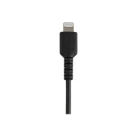 Produktbild för Startech 30cm tålig, svart USB-A till Blixtkabel - Hård, tålig aramifiber USB typ A till Blixtladdare/synkron strömsladd - Apple MFi-certifierad iPad/iPhone 12 - Lightning-kabel - Lightning / USB - 30 cm