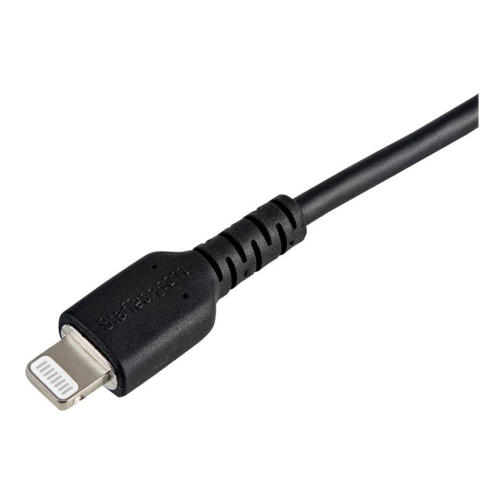 Produktbild för Startech 30cm tålig, svart USB-A till Blixtkabel - Hård, tålig aramifiber USB typ A till Blixtladdare/synkron strömsladd - Apple MFi-certifierad iPad/iPhone 12 - Lightning-kabel - Lightning / USB - 30 cm