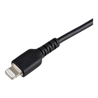 Produktbild för Startech 30cm tålig, svart USB-A till Blixtkabel - Hård, tålig aramifiber USB typ A till Blixtladdare/synkron strömsladd - Apple MFi-certifierad iPad/iPhone 12 - Lightning-kabel - Lightning / USB - 30 cm