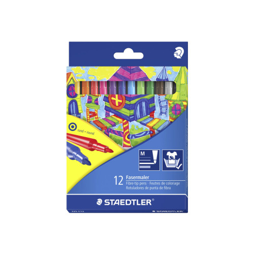 STAEDTLER STAEDTLER Noris colour - färgpenna - svart, röd, blå, grön, ljusblå, orange, magenta, persika, Van Dyck-brun, ljusgul, mörkt malvafärgad, pilgrön (paket om 12)