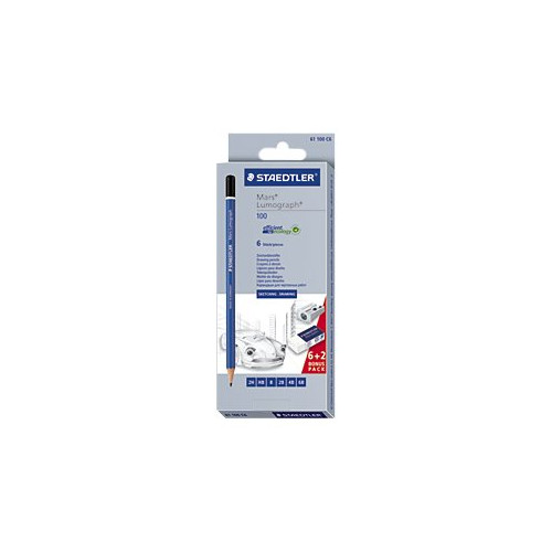 STAEDTLER STAEDTLER Mars Lumograph - penna - 2B, 2H, 4B, 6B, B, HB (paket om 6)