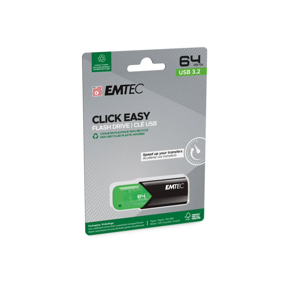 Produktbild för EMTEC B110 Click Easy 3.2 - USB flash-enhet - 64 GB