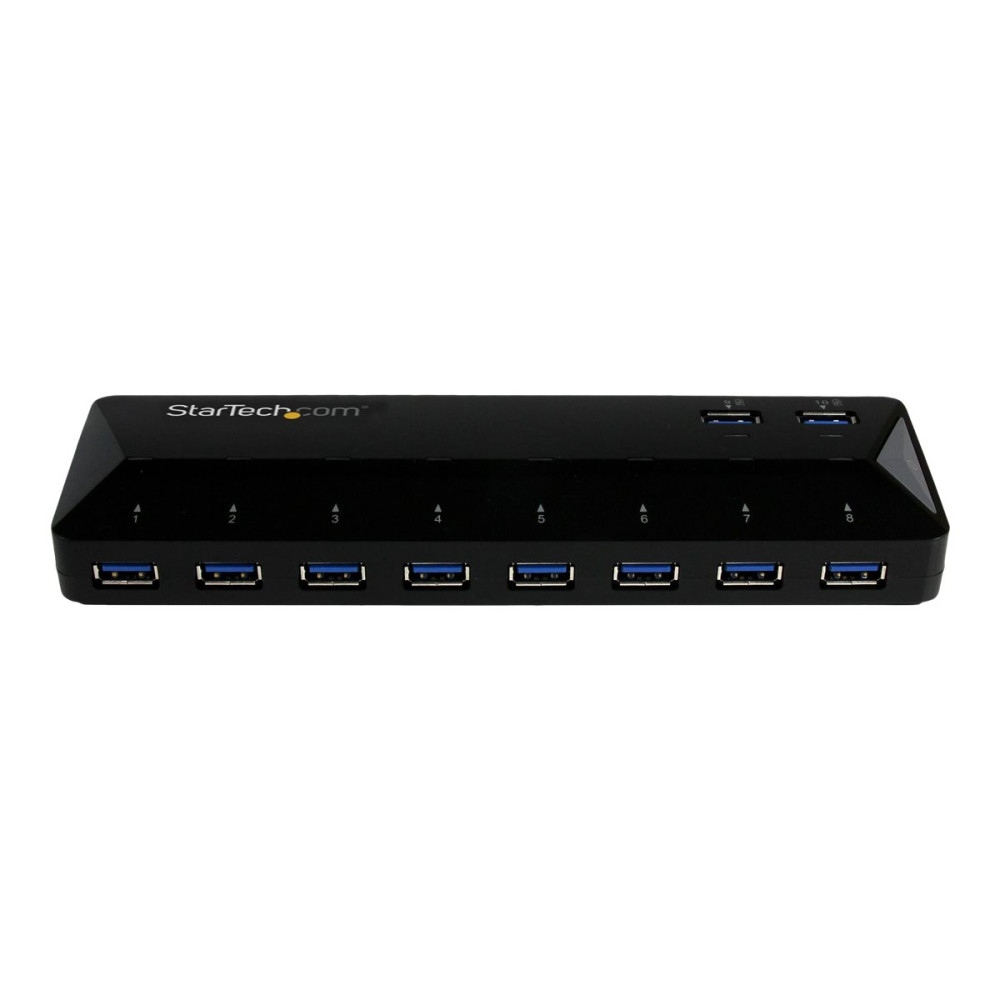 Produktbild för Startech USB 3.0-hub med 10 portar och laddnings- &amp; synkningsportar - 2x 1,5 A-portar - USB-växel - 10 portar
