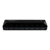 Produktbild för Startech USB 3.0-hub med 10 portar och laddnings- &amp; synkningsportar - 2x 1,5 A-portar - USB-växel - 10 portar