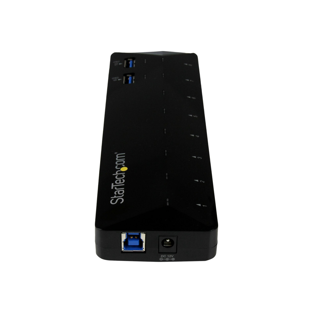 Produktbild för Startech USB 3.0-hub med 10 portar och laddnings- &amp; synkningsportar - 2x 1,5 A-portar - USB-växel - 10 portar