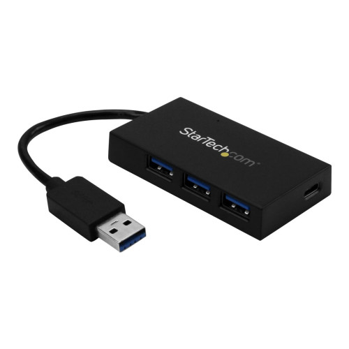 StarTech.com Startech 4 Port USB 3.0 Hub, USB Type-A Hub with 1x USB-C & 3x USB-A (SuperSpeed 5Gbps), USB Bus or Self-Powered, Portable USB 3.1/USB 3.2 Gen 1 BC 1.2 Charging Hub w/ Power Adapter - Windows/macOS/Linux (HB30A3A1CSFS) - hubb - 4 portar
