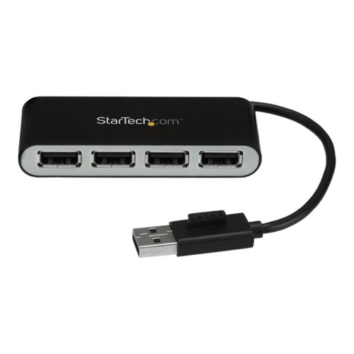 StarTech.com Startech Bärbar USB 2.0-hubb med 4 portar och inbyggd kabel - hubb - 4 portar