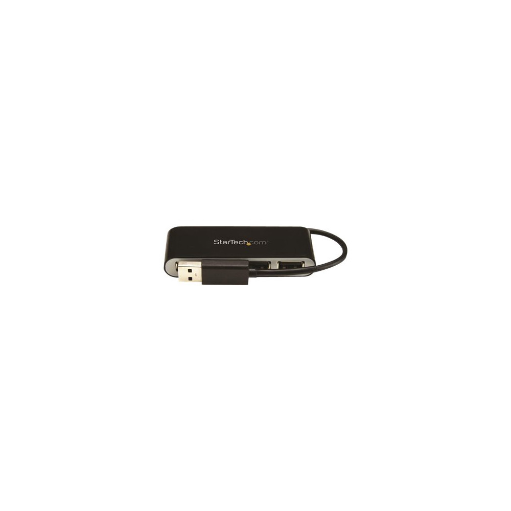 Produktbild för Startech Bärbar USB 2.0-hubb med 4 portar och inbyggd kabel - hubb - 4 portar