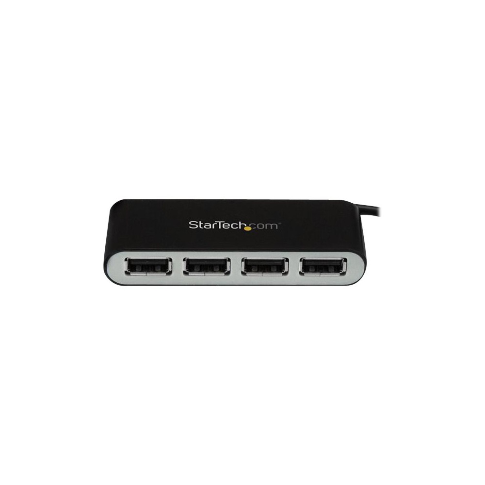 Produktbild för Startech Bärbar USB 2.0-hubb med 4 portar och inbyggd kabel - hubb - 4 portar
