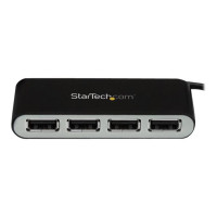 Produktbild för Startech Bärbar USB 2.0-hubb med 4 portar och inbyggd kabel - hubb - 4 portar