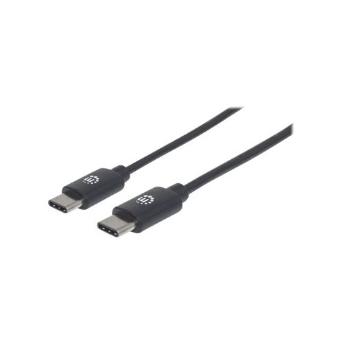 Manhattan Manhattan USB-C to USB-C Cable, 2m, Male to Male, Black, 480 Mbps (USB 2.0), 3A, Hi-Speed USB, Lifetime Warranty, Polybag - USB typ C-kabel - USB-C till USB-C - 2 m