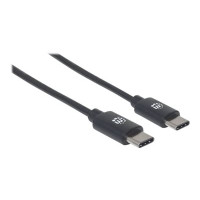 Produktbild för Manhattan USB-C to USB-C Cable, 2m, Male to Male, Black, 480 Mbps (USB 2.0), 3A, Hi-Speed USB, Lifetime Warranty, Polybag - USB typ C-kabel - USB-C till USB-C - 2 m