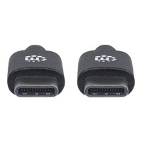 Produktbild för Manhattan USB-C to USB-C Cable, 2m, Male to Male, Black, 480 Mbps (USB 2.0), 3A, Hi-Speed USB, Lifetime Warranty, Polybag - USB typ C-kabel - USB-C till USB-C - 2 m