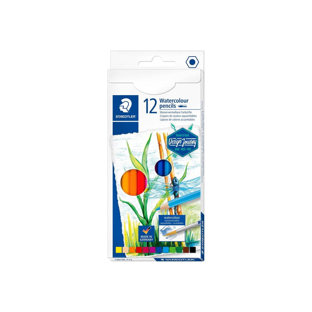 Produktbild för STAEDTLER 146 10C - färgpenna - mjuk - svart, röd, blå, grön, ljusblå, gul, orange, persika, mörkt malvafärgad, pilgrön, vinröd, van dyke-brun (paket om 12)