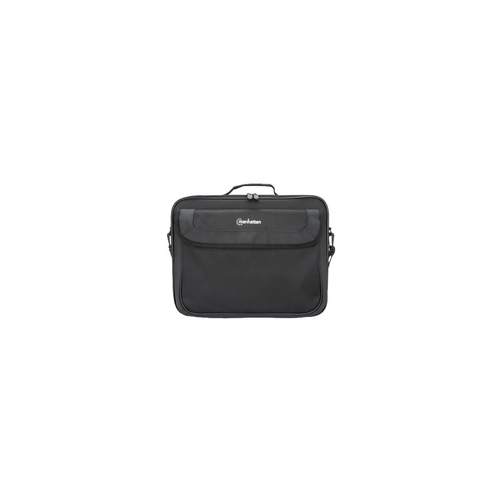 Produktbild för Manhattan Cambridge Laptop Bag 15.6", Clamshell Design, Black, LOW COST, Accessories Pocket, Document Compartment on Back, Shoulder Strap (removable), Equivalent to Targus TAR300, Notebook Case, Three Year Warranty - notebook-väska