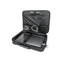Produktbild för Manhattan Cambridge Laptop Bag 15.6", Clamshell Design, Black, LOW COST, Accessories Pocket, Document Compartment on Back, Shoulder Strap (removable), Equivalent to Targus TAR300, Notebook Case, Three Year Warranty - notebook-väska