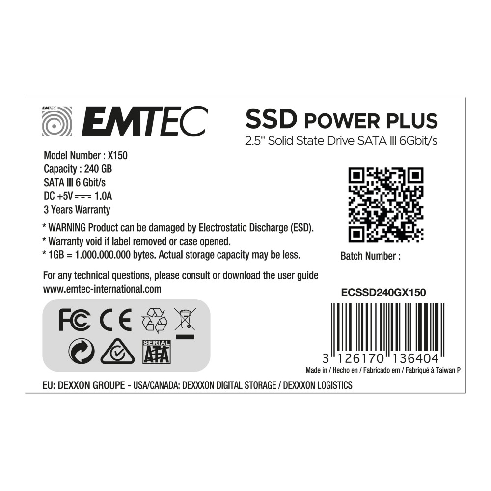Produktbild för EMTEC X150 Power Plus 3D NAND - SSD - 240 GB - SATA 6Gb/s