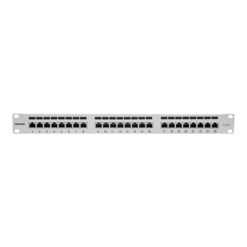 intellinet Intellinet Patch Panel, Cat6a, FTP, 24-Port, 1U, Shielded, 90° Top-Entry Punch Down Blocks, Grey - patch-panel - 1U - 19"
