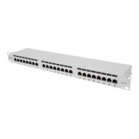 Produktbild för Intellinet Patch Panel, Cat6a, FTP, 24-Port, 1U, Shielded, 90° Top-Entry Punch Down Blocks, Grey - patch-panel - 1U - 19"