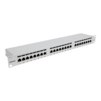Produktbild för Intellinet Patch Panel, Cat6a, FTP, 24-Port, 1U, Shielded, 90° Top-Entry Punch Down Blocks, Grey - patch-panel - 1U - 19"