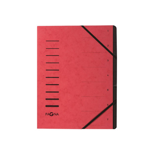 Pagna Pagna Office - klassifikationsmapp - 7 delar - för A4 - tabbad - röd
