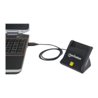 Produktbild för Manhattan USB-A Smart/SIM Card Reader, 480 Mbps (USB 2.0), Desktop Standing, Friction Type compatible, Hi-Speed USB, Cable 86cm, Black, Three Year Warranty, Blister - SMART-kortläsare - USB 2.0