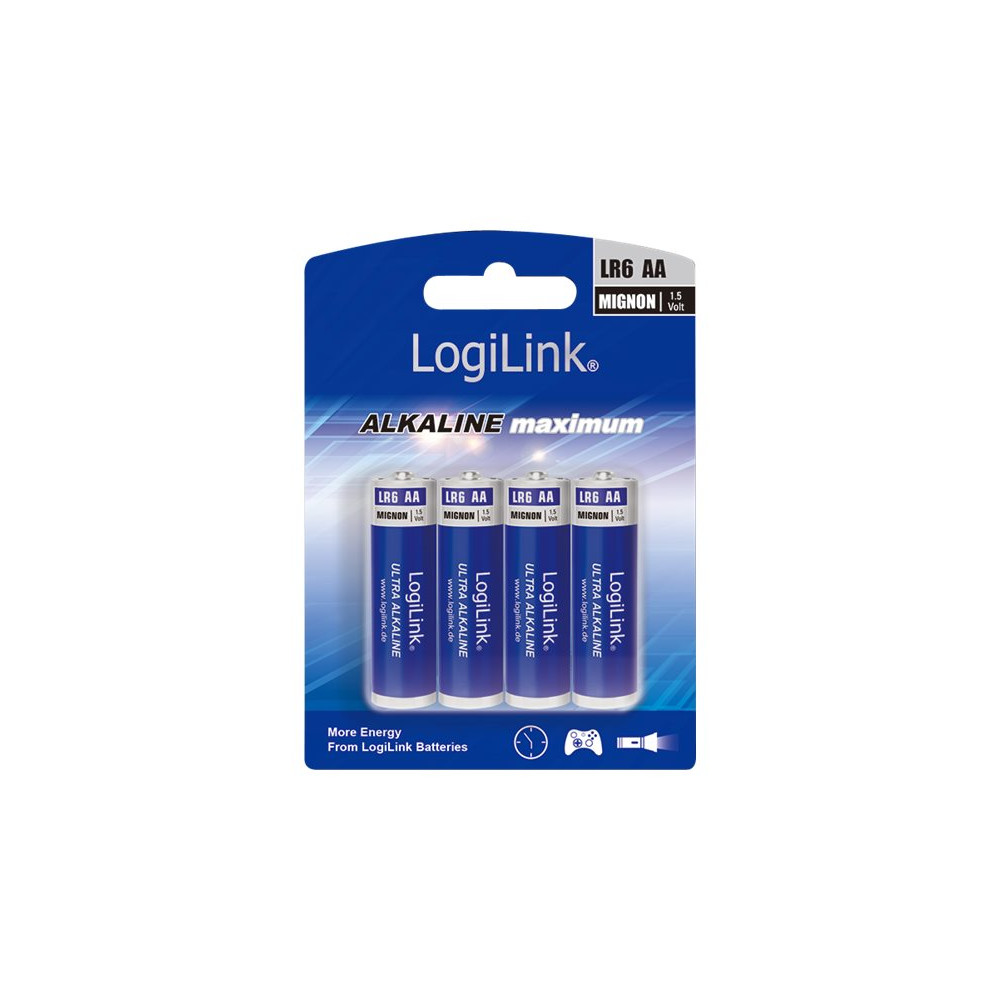 Produktbild för LogiLink Ultra Power Mignon batteri - 4 x AA-typ - alkaliskt