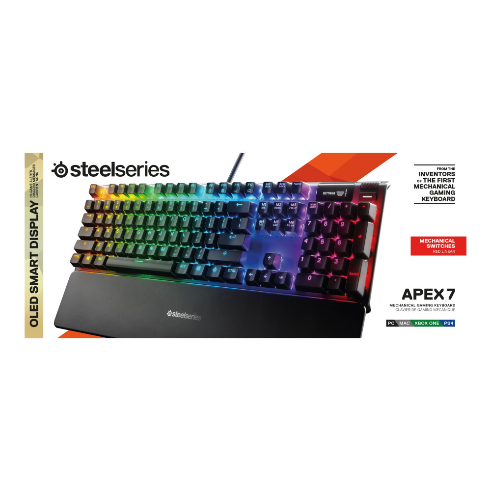 Produktbild för SteelSeries Apex 7 - tangentbord - med bildskärm - tysk Inmatningsenhet