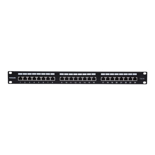 intellinet Intellinet Patch Panel, Cat6a, FTP, 24-Port, 1U, Shielded, 90° Top-Entry Punch Down Blocks, Black - patch-panel - 1U - 19"