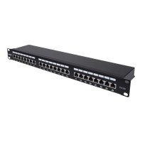 Produktbild för Intellinet Patch Panel, Cat6a, FTP, 24-Port, 1U, Shielded, 90° Top-Entry Punch Down Blocks, Black - patch-panel - 1U - 19"