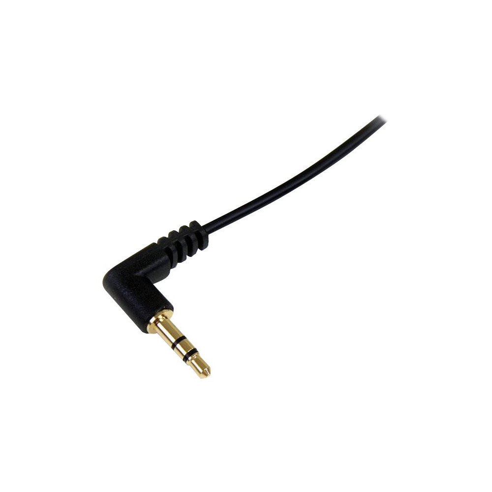 Produktbild för StarTech.com 3 ft. (0.9 m) 3.5mm Audio Cable - 3.5mm Slim Audio Cable - Right Angle - Male/Male - Aux Cable (MU3MMSRA) - ljudkabel - 91 cm