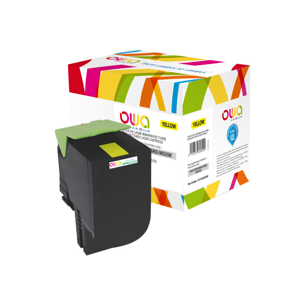 Produktbild för OWA - hög kapacitet - gul - kompatibel - återanvänd - tonerkassett (alternativ för: Lexmark 70C2HY0)