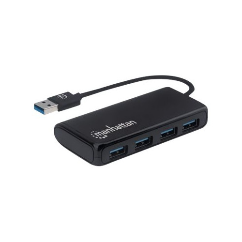 Manhattan Manhattan USB-A 4-Port Hub, 4x USB-A Ports, 5 Gbps (USB 3.2 Gen1 aka USB 3.0), Bus Power, SuperSpeed USB, Black, Three Year Warranty, Box - hubb - 4 portar