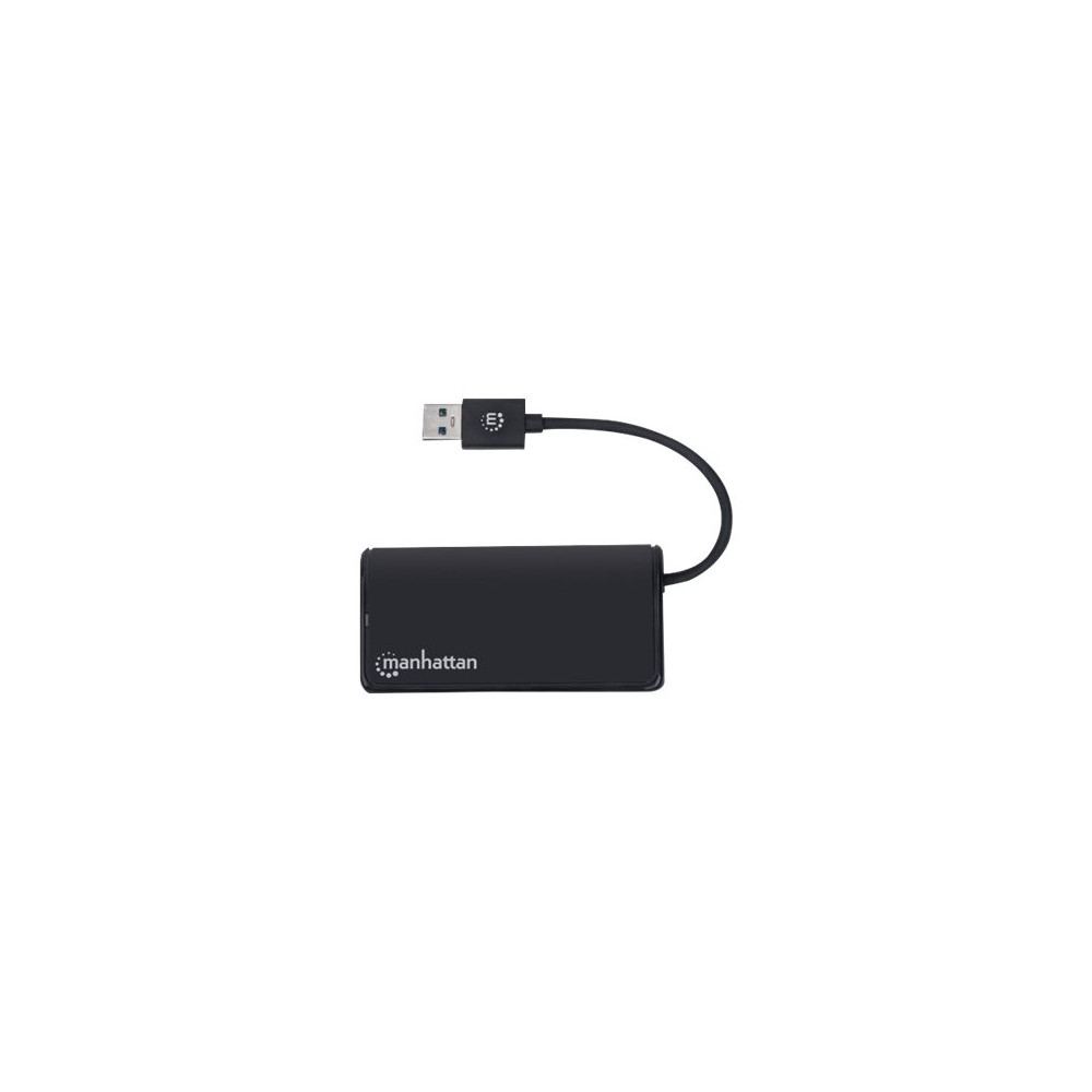 Produktbild för Manhattan USB-A 4-Port Hub, 4x USB-A Ports, 5 Gbps (USB 3.2 Gen1 aka USB 3.0), Bus Power, SuperSpeed USB, Black, Three Year Warranty, Box - hubb - 4 portar