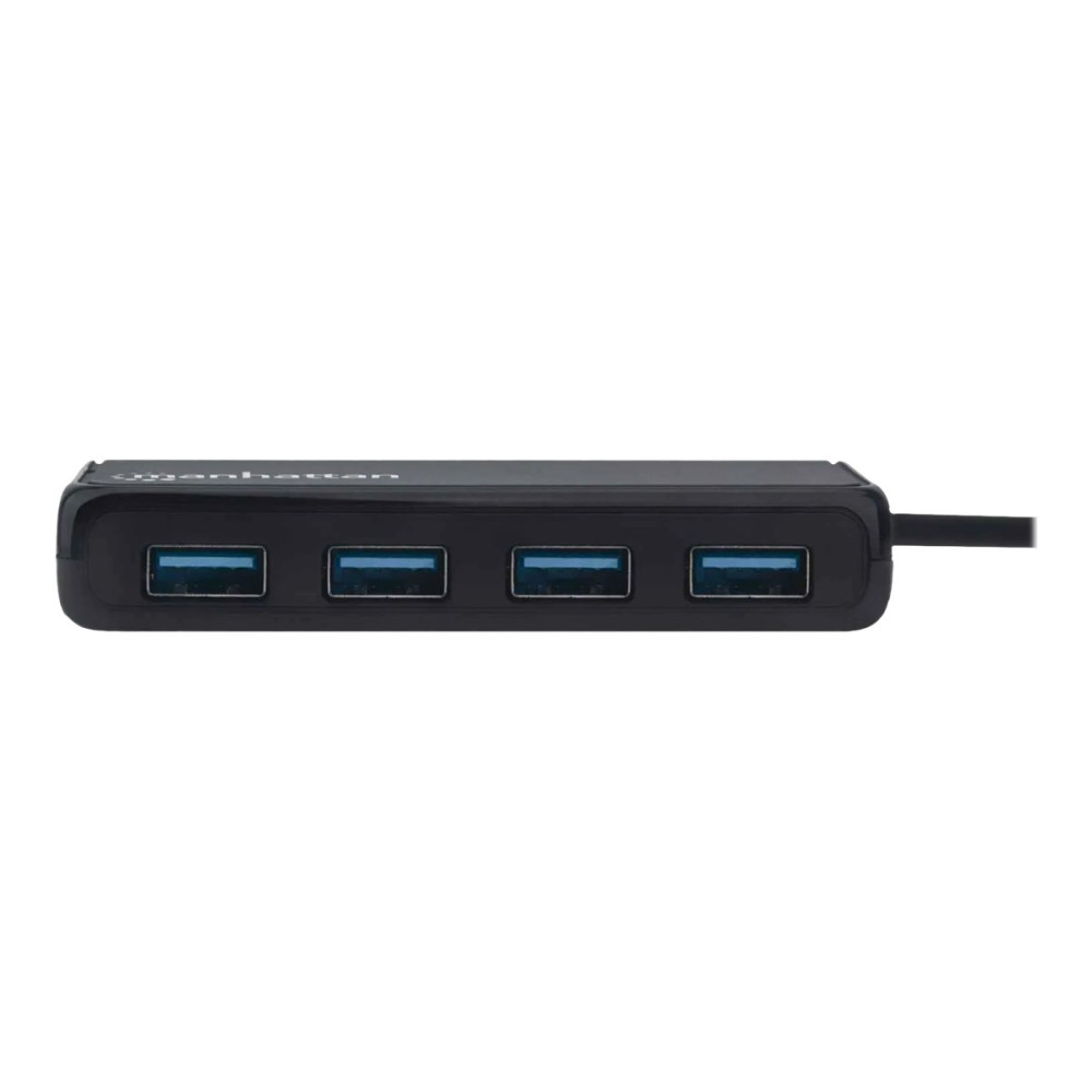 Produktbild för Manhattan USB-A 4-Port Hub, 4x USB-A Ports, 5 Gbps (USB 3.2 Gen1 aka USB 3.0), Bus Power, SuperSpeed USB, Black, Three Year Warranty, Box - hubb - 4 portar